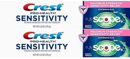 Crest Sensitivity Whitening Toothpaste with Scope Minty Fresh – 6 oz (2 Tubes)