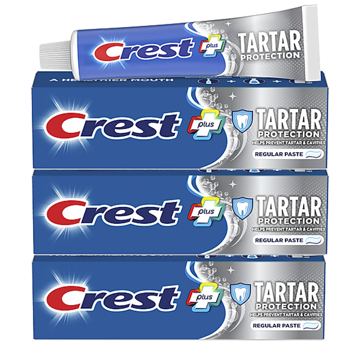 Crest Tartar Protection & Anticavity Toothpaste with Fluoride – Regular Paste 2.4oz (Pack of 3)