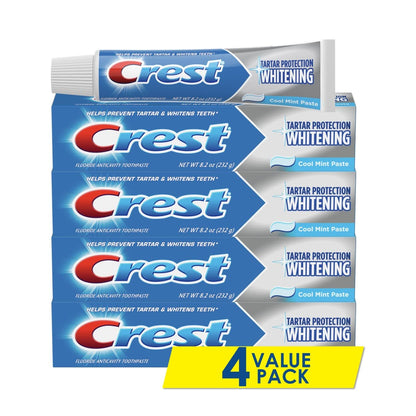 Crest Tartar Protection Whitening Cool Mint Toothpaste 8.2 Oz Pack of 4