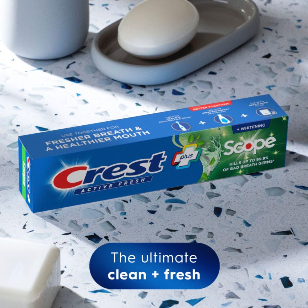 Crest Whitening Plus Scope: Complete Active Fresh + Whitening Toothpaste 5.5oz (4-pack)