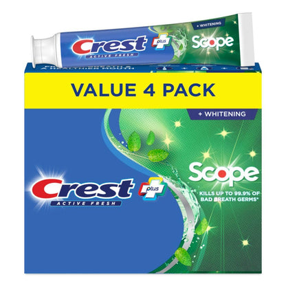 Crest Whitening Plus Scope: Complete Active Fresh + Whitening Toothpaste 5.5oz (4-pack)