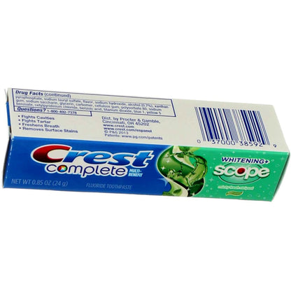 Crest Complete Fluoride Toothpaste – Whitening, Minty Fresh 0.85 oz Pack of 8