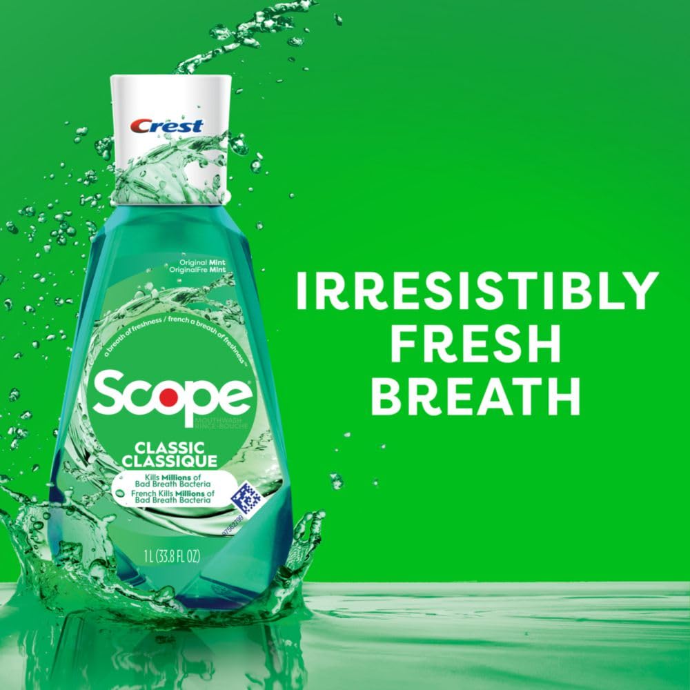 Crest Scope Classic Mouthwash – Original Formula (500 ml, 4 Count)