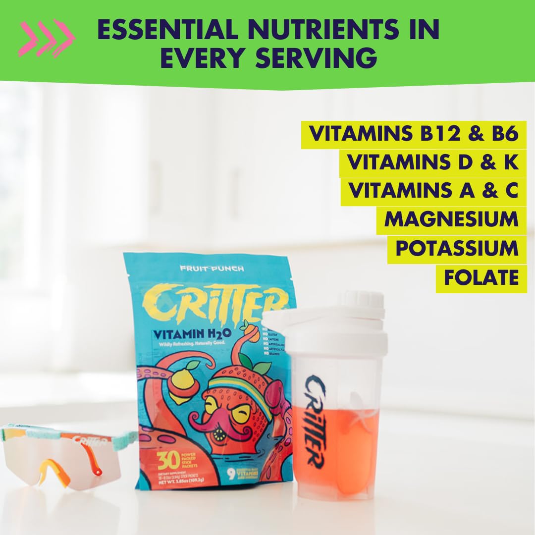 Critter Vitamin H2O – Kids’ Hydration & Multivitamin Drink Mix | Electrolytes & Natural Flavors