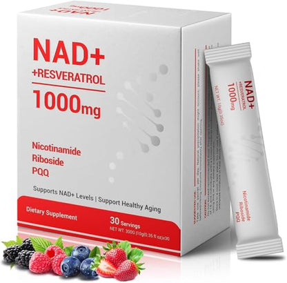 Crntmgdm NAD 1000mg Liquid with Resveratrol - 30 Packets | Vegan Non-GMO