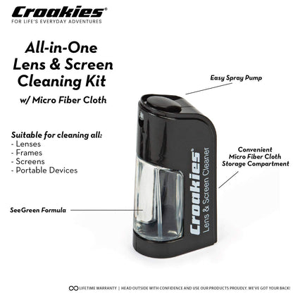Croakies All-in-one Cleaning Kit | Lens Care Travel Kit with Pump