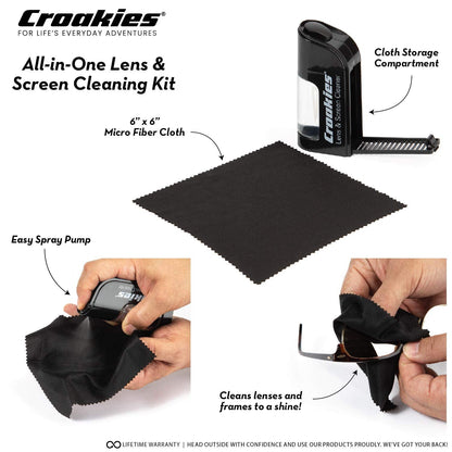 Croakies All-in-one Cleaning Kit | Lens Care Travel Kit with Pump