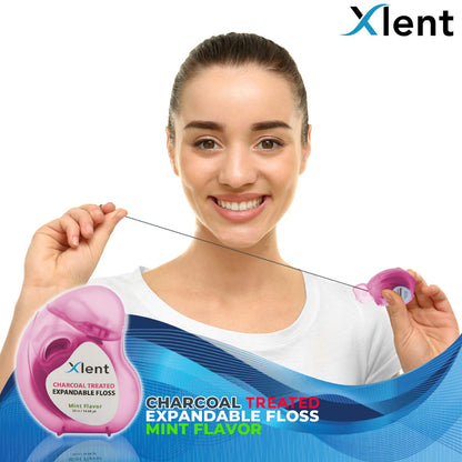 Expandable Charcoal Floss with Xylitol – Fresh Mint, PFAS & PTFE Free | 50m x 2