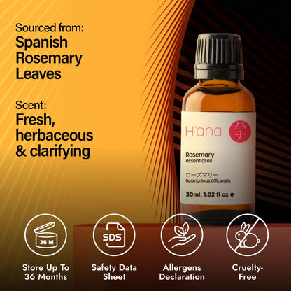 H'ana Rosemary Essential Oil - 1.02 Fl oz | Hair, Skin, Diffuser & DIY Craft