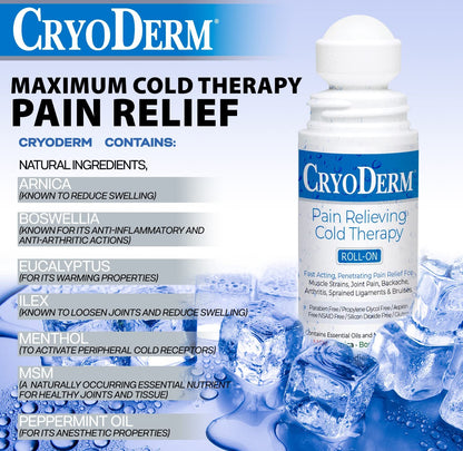 Bundle-2 Items: Cryoderm Cold Gel 4oz (Pack of 2) - Natural Massage Gel with MSM, Arnica & Eucalyptus