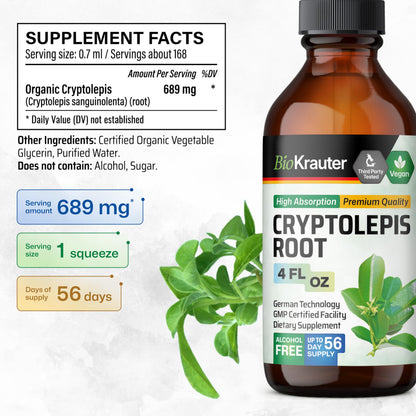 BIO KRAUTER Cryptolepis Sanguinolenta Extract — Vegan Immune Support Tincture, 4 Fl Oz (Pack of 2)