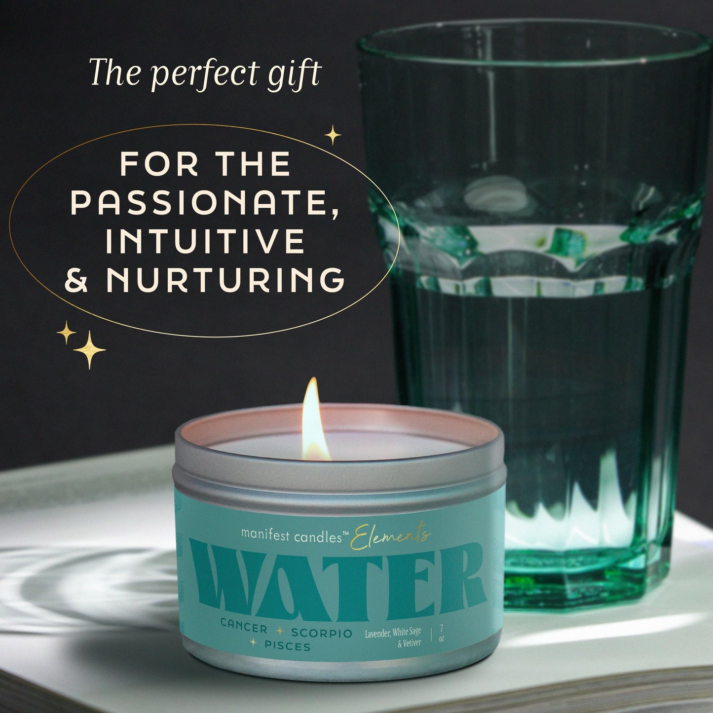 Zodiac Water Signs Gift Candle for Women – Pisces, Cancer & Scorpio with Crystal Bracelet