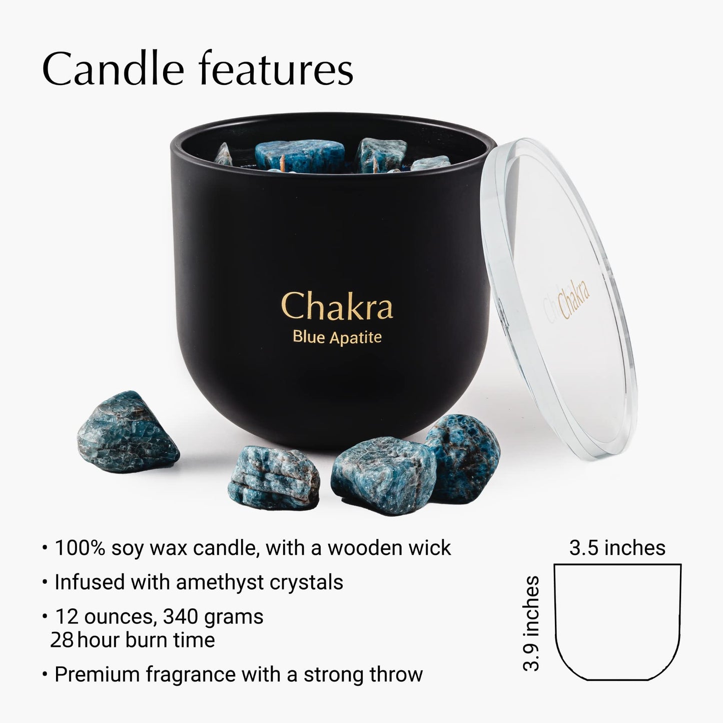 Hidden Label Healing Crystal Candle | Chakra Collection, Wood Wick, 12oz
