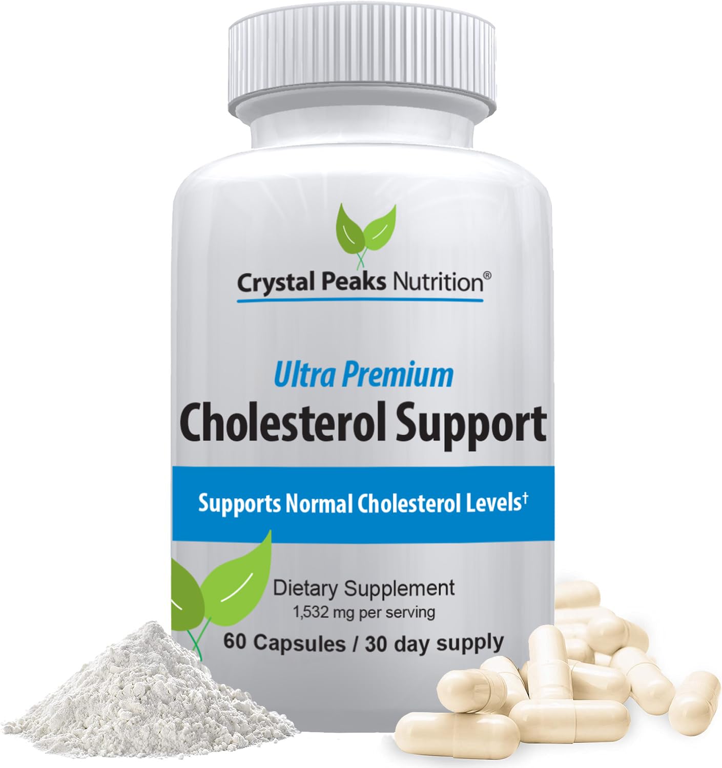 CRYSTAL PEAKS NUTRITION Cholesterol Supplement - All-Natural Ingredients for Normal Cholesterol Levels & Healthy Circulation | 60 Capsules