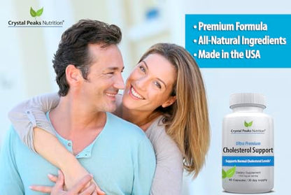 CRYSTAL PEAKS NUTRITION Cholesterol Supplement - All-Natural Ingredients for Normal Cholesterol Levels & Healthy Circulation | 60 Capsules