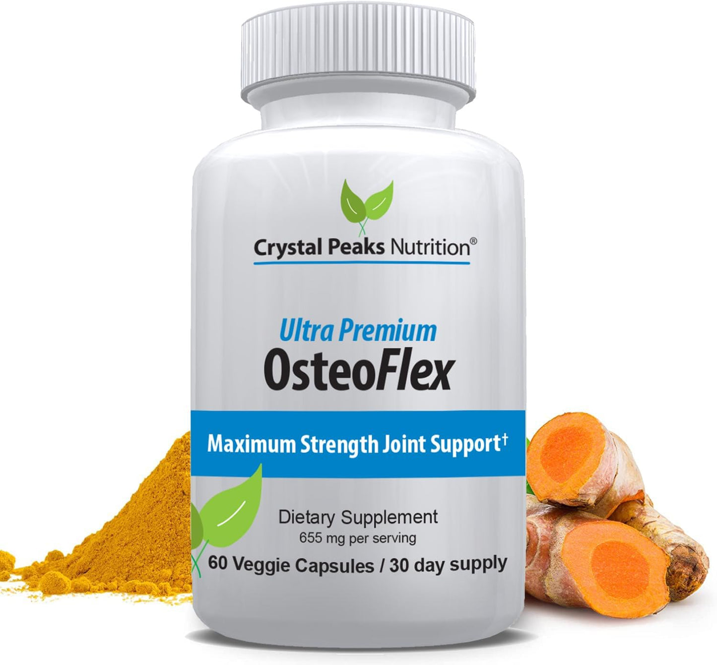 Crystal Peaks Nutrition Organic Curcuminoids OsteoFlex – Turmeric + Bioperine for Joint Support | 60 Capsules
