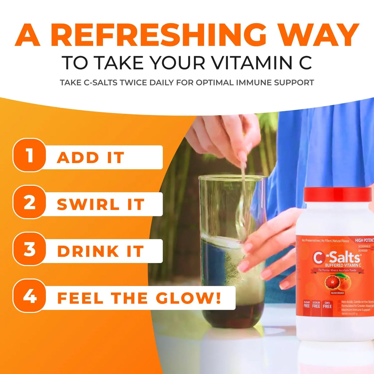 C-Salts Vitamin C Powder - Buffered Ascorbic Acid, Blood Orange, 26 oz | Immune Support (Sugar-Free, Vegan) BritishVita | Premium UK Vitamins & Wellness Supplements