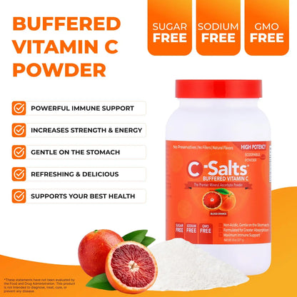 C-Salts Vitamin C Powder - Buffered Ascorbic Acid, Blood Orange, 26 oz | Immune Support (Sugar-Free, Vegan) BritishVita | Premium UK Vitamins & Wellness Supplements