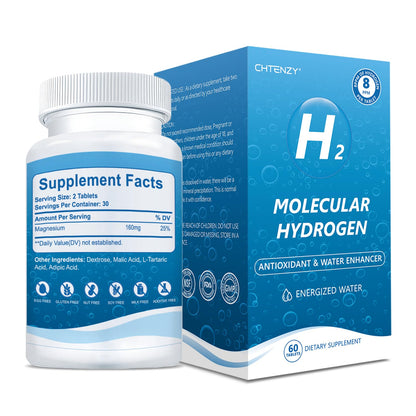 CHTENZY Hydrogen Water Tablets – 8PPM H2, Magnesium, Orange Flavor, 60 Count