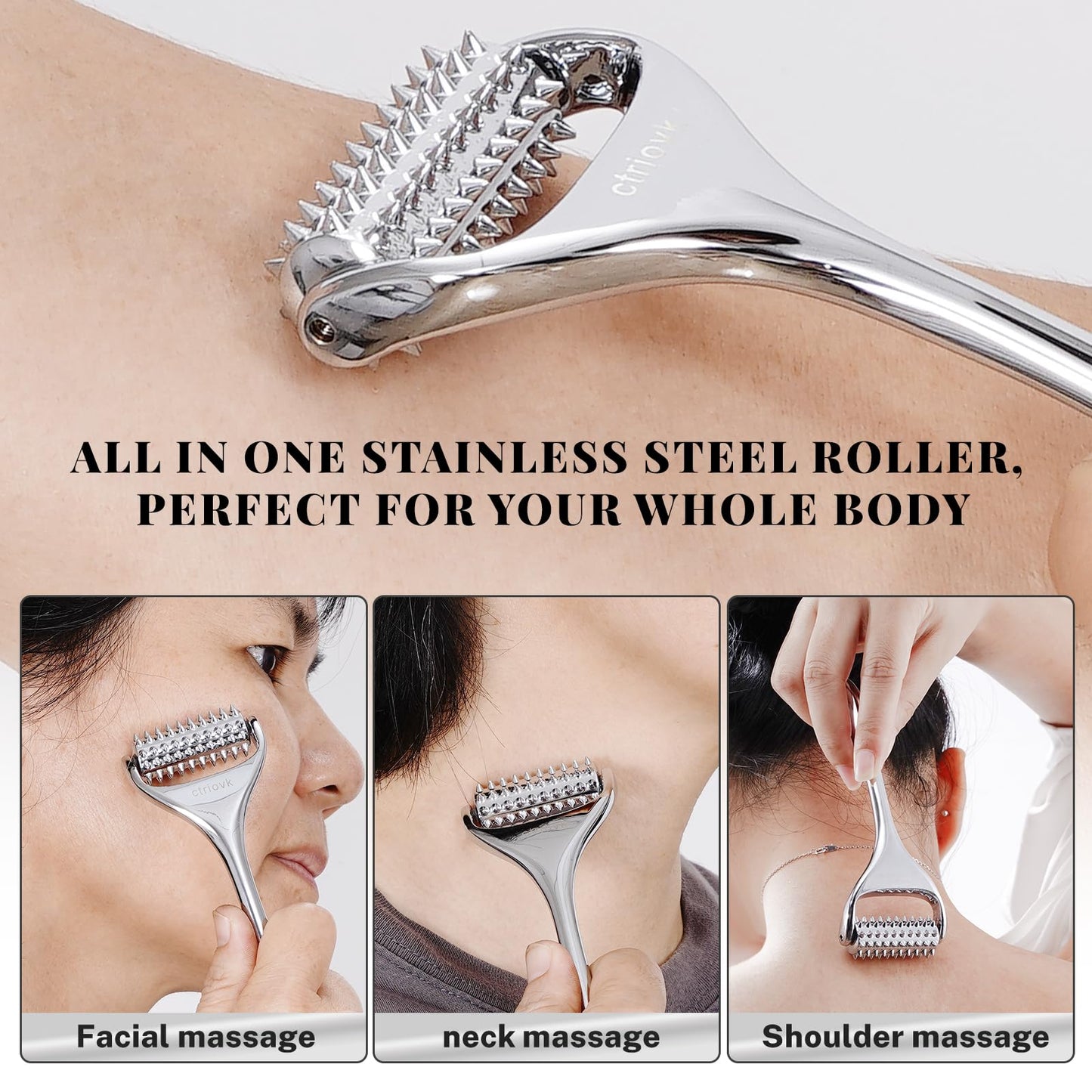 ctriovk Acupuncture Massage Roller – Stainless Steel Portable Massager