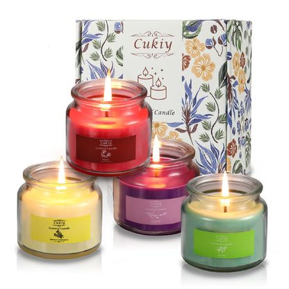 CUKIY Jar Candle Classic Scent 4-Pack – Smoke-Free Colorful Aromatherapy Gift Set