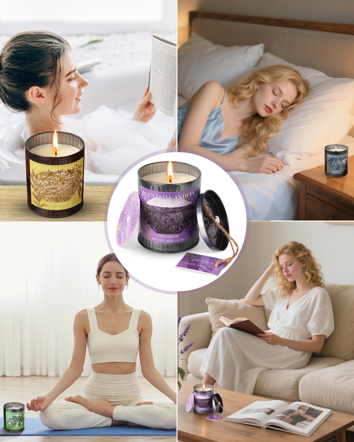 CUKIY Jasmine Scented Soy Candle – 8oz, 50H Burn, Gift Box