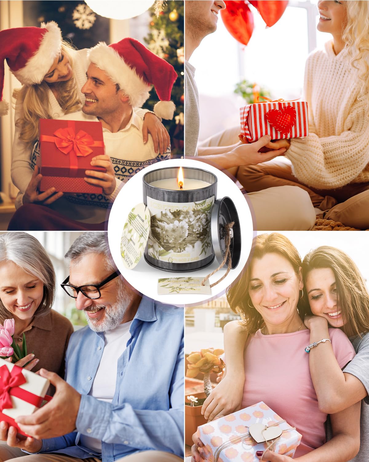 CUKIY Jasmine Scented Soy Candle – 8oz, 50H Burn, Gift Box