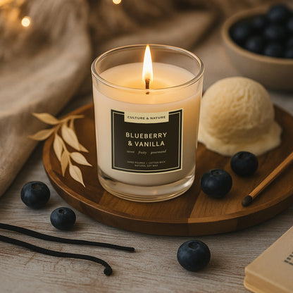 CULTURE & NATURE 7oz Natural Soy Wax Candle – Blueberry & Vanilla