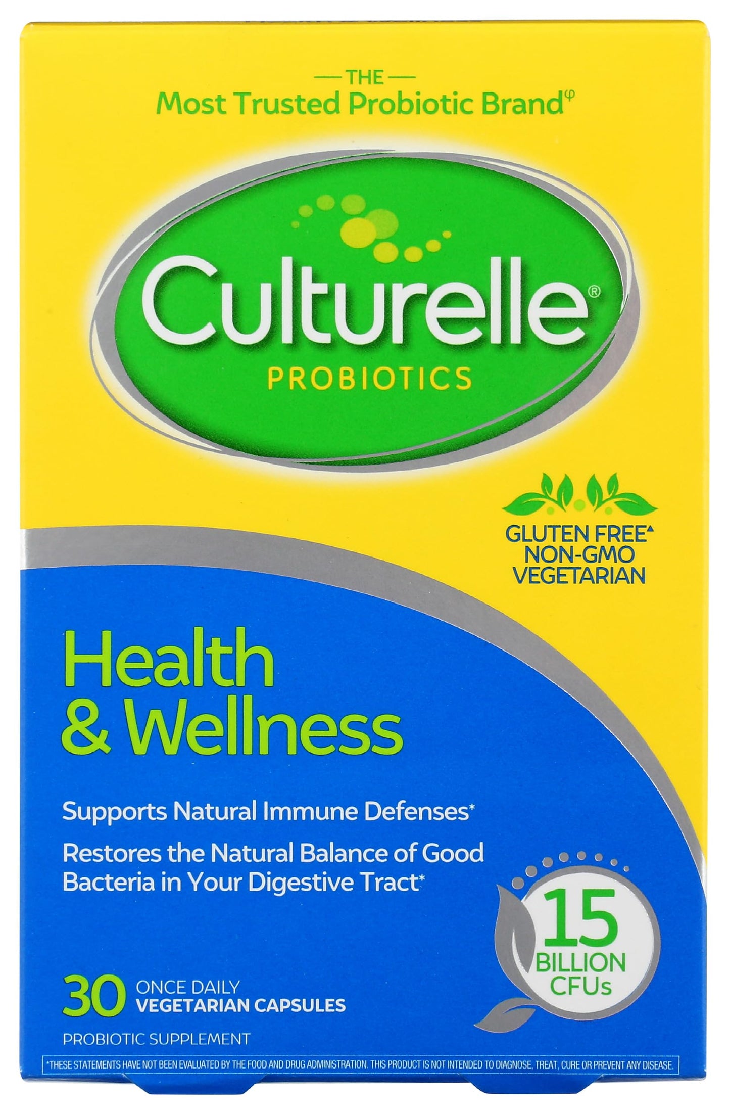 Culturelle Probiotic Vegetarian Capsules – Digestive Health (30 Count)