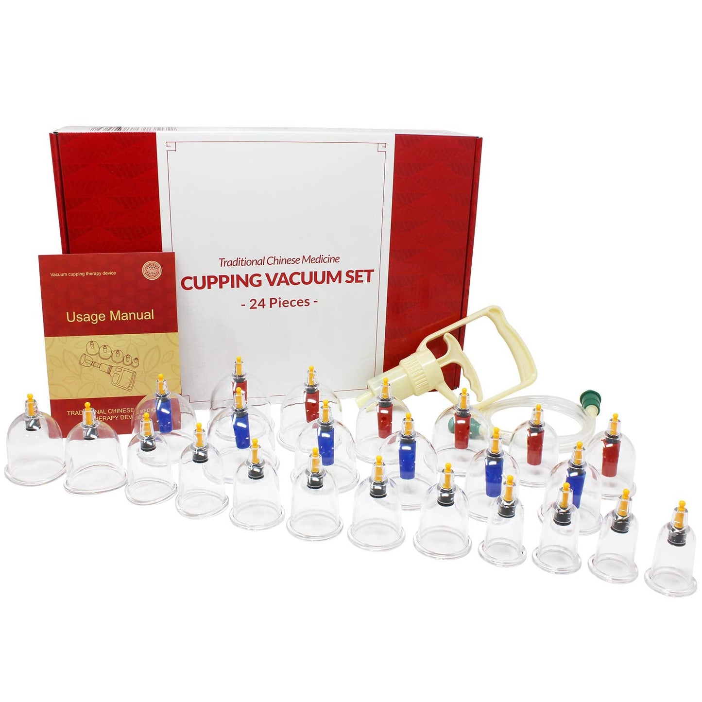 EverOne Biomagnetic Chinese Cupping Therapy Set - 24 Vacuum Suction Cups | Hijama