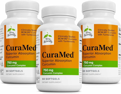 Terry Naturally CuraMed 750mg Curcumin - Brain & Heart Health (Pack of 3)