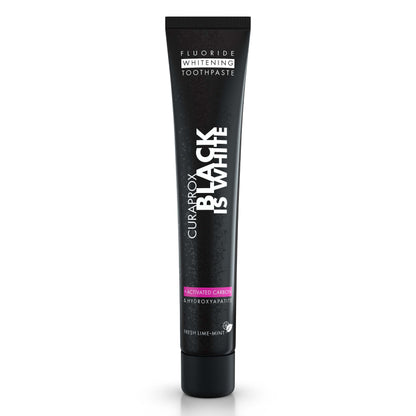 Curaprox Black is White Toothpaste – Charcoal Whitening with Fluoride | 90 ml