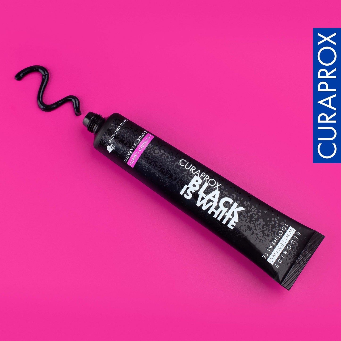 Curaprox Black is White Toothpaste – Charcoal Whitening with Fluoride | 90 ml