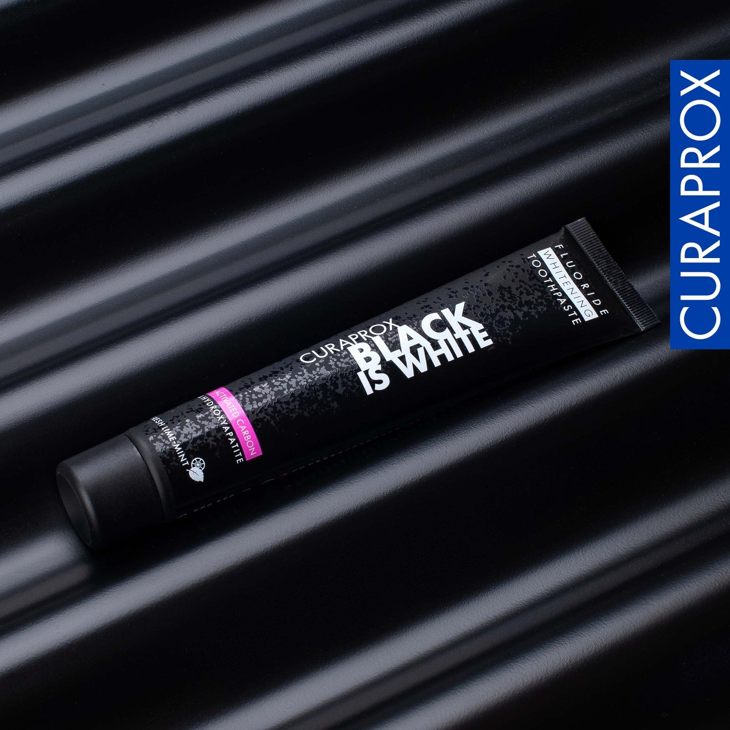 Curaprox Black is White Toothpaste – Charcoal Whitening with Fluoride | 90 ml