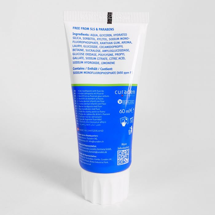 Curaprox Kids 1450 Mint Toothpaste | 60ml | 6+ years | SLS-Free, Triclosan-Free