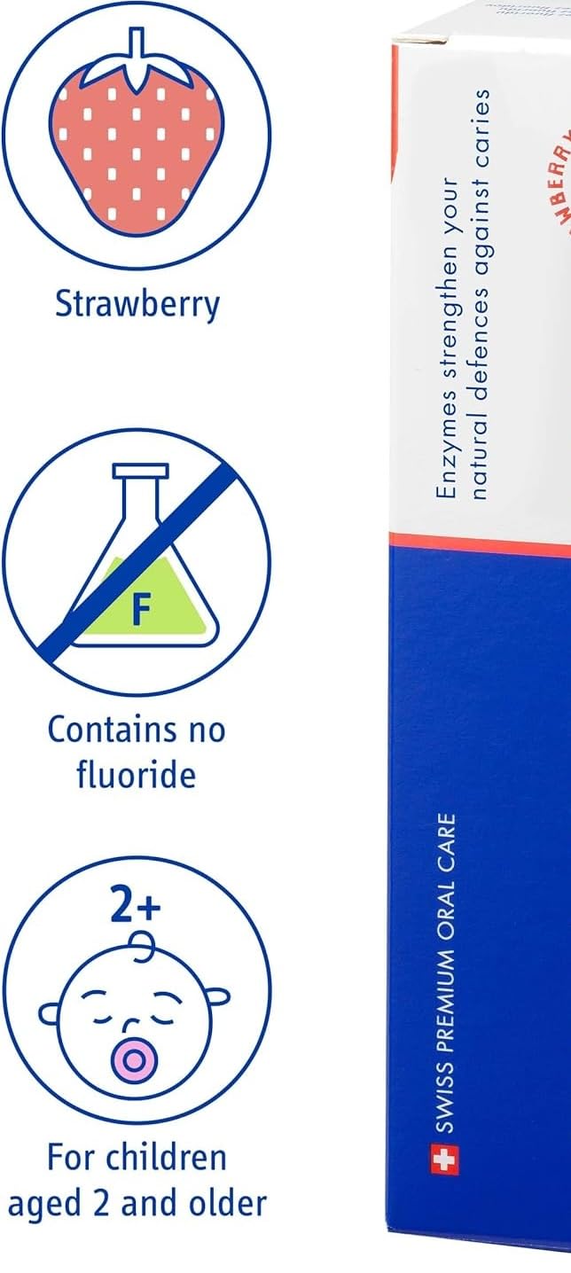 Curaprox Kids Strawberry Fluoride-Free Toothpaste 2–6 yrs, 60ml – SLS/Microplastic/Triclosan Free