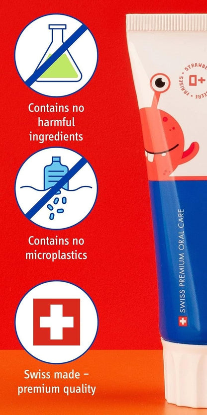 Curaprox Kids Strawberry Fluoride-Free Toothpaste 2–6 yrs, 60ml – SLS/Microplastic/Triclosan Free