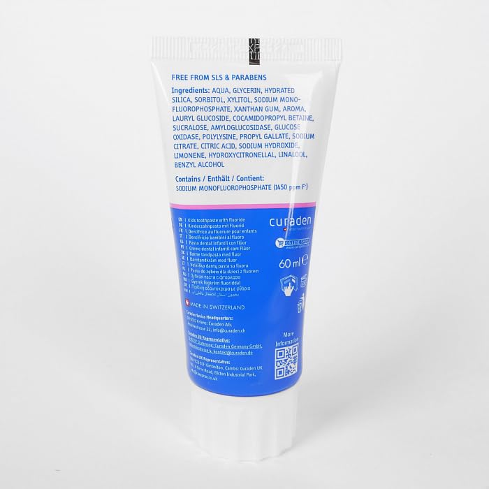 Curaprox Kids Toothpaste 1450 – Watermelon, 60ml, Ages 6+, SLS Free, Microplastic Free & Triclosan Free