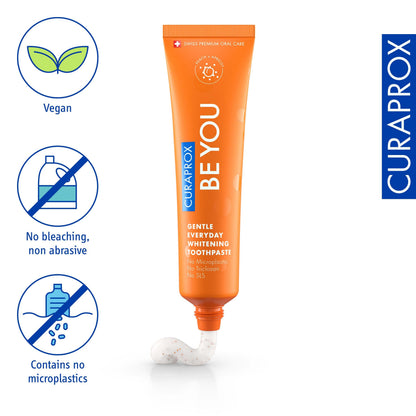 Curaprox Whitening Toothpaste – Fresh Breath & Gum Care | Enzymatic Formula, Peach & Apricot Flavor, 60ml | Vegan, SLS-Free, Fluoride 950ppm | Swiss Made