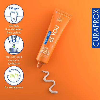 Curaprox Whitening Toothpaste – Fresh Breath & Gum Care | Enzymatic Formula, Peach & Apricot Flavor, 60ml | Vegan, SLS-Free, Fluoride 950ppm | Swiss Made