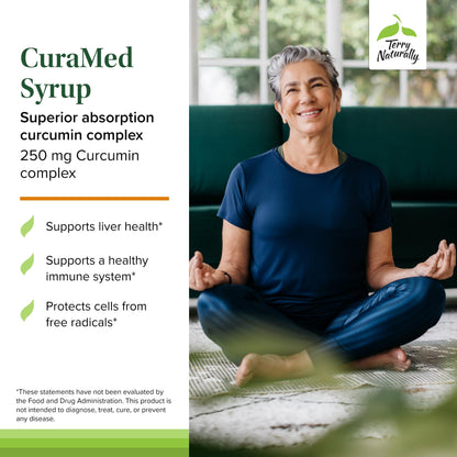 Terry Naturally CuraMed Syrup – Brain & Immune Support, Curcumin Absorption, Gluten-Free & Vegan, 8 oz