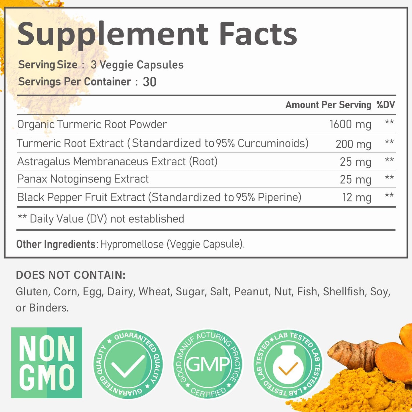 Turmeric Curcumin 1800mg with 95% Curcuminoids & Black Pepper – High Absorption, Extra Strength, 90 Capsules
