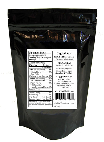 CurEase Argentine Grass-Fed Beef Liver Powder - Undefatted Desiccated 1 lb