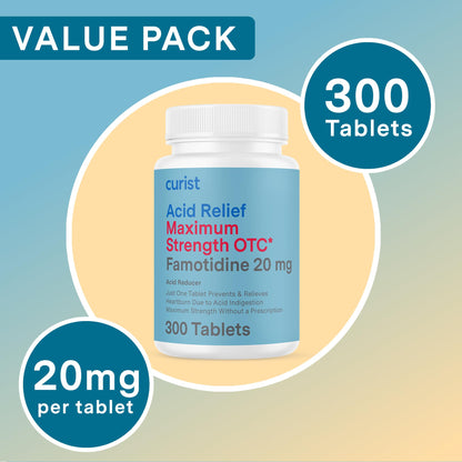 Curist Famotidine 20mg Bulk Pack – 300 Tablets | OTC Heartburn Relief