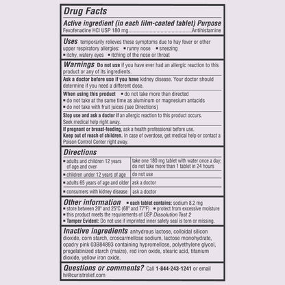 Curist Fexofenadine 180mg (200 Tablets) Non-Drowsy Allergy Relief — 24-Hour All-Day Comfort
