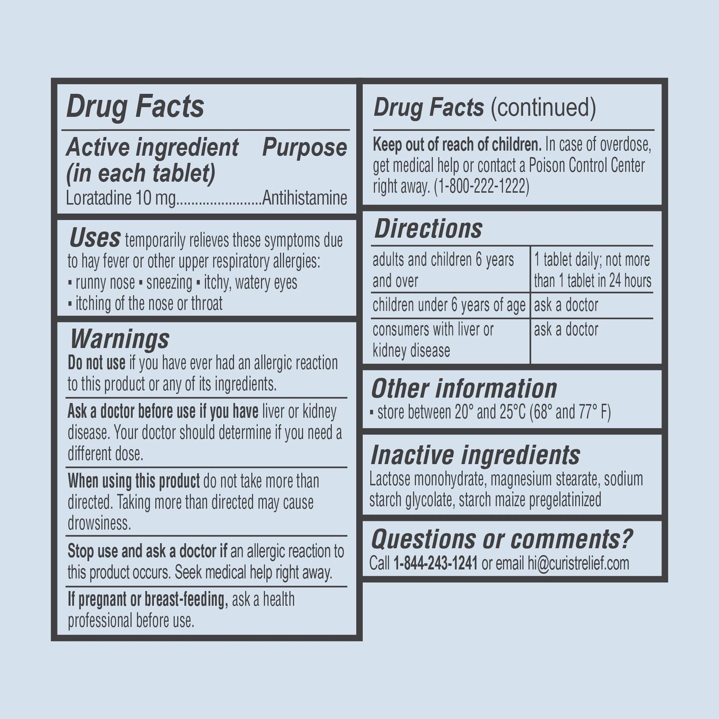 Curist Loratadine 10mg 365 Count | 24-Hour Non-Drowsy Allergy Medicine