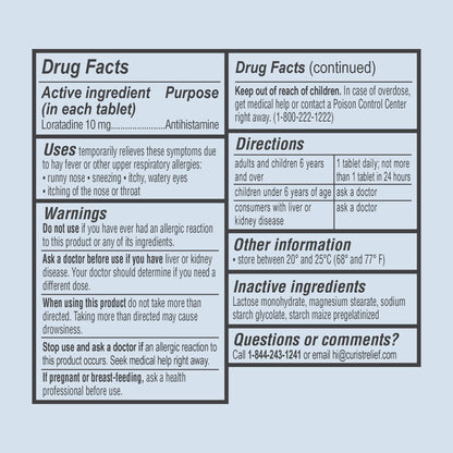 Curist Loratadine 10mg 365 Count | 24-Hour Non-Drowsy Allergy Medicine
