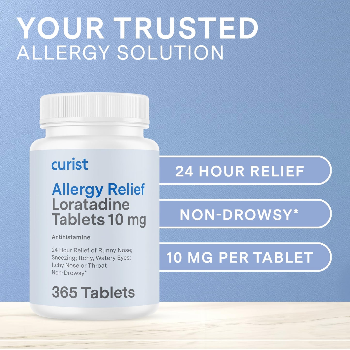 Curist Loratadine 10mg 365 Count | 24-Hour Non-Drowsy Allergy Medicine