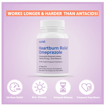 Curist Omeprazole 20mg Tablets – 42 Count Delayed-Release Heartburn Relief