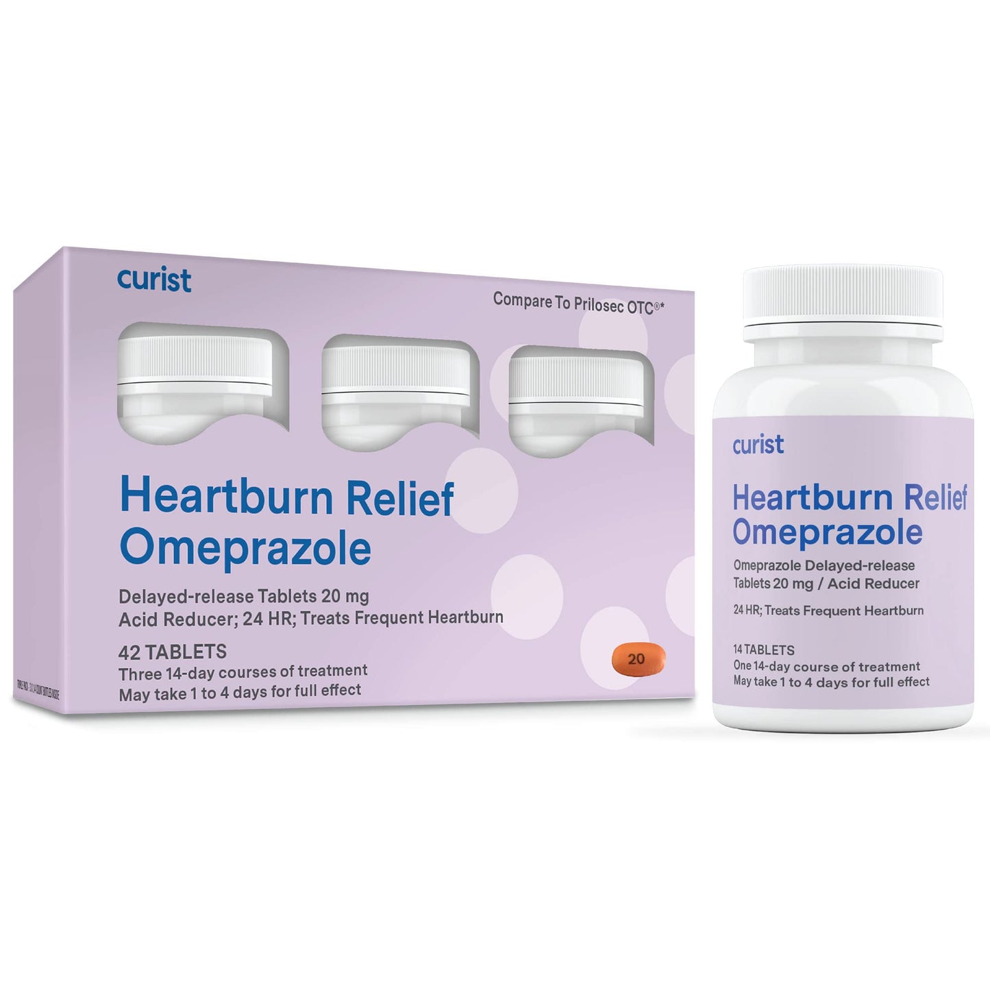 Curist Omeprazole 20mg Tablets – 42 Count Delayed-Release Heartburn Relief